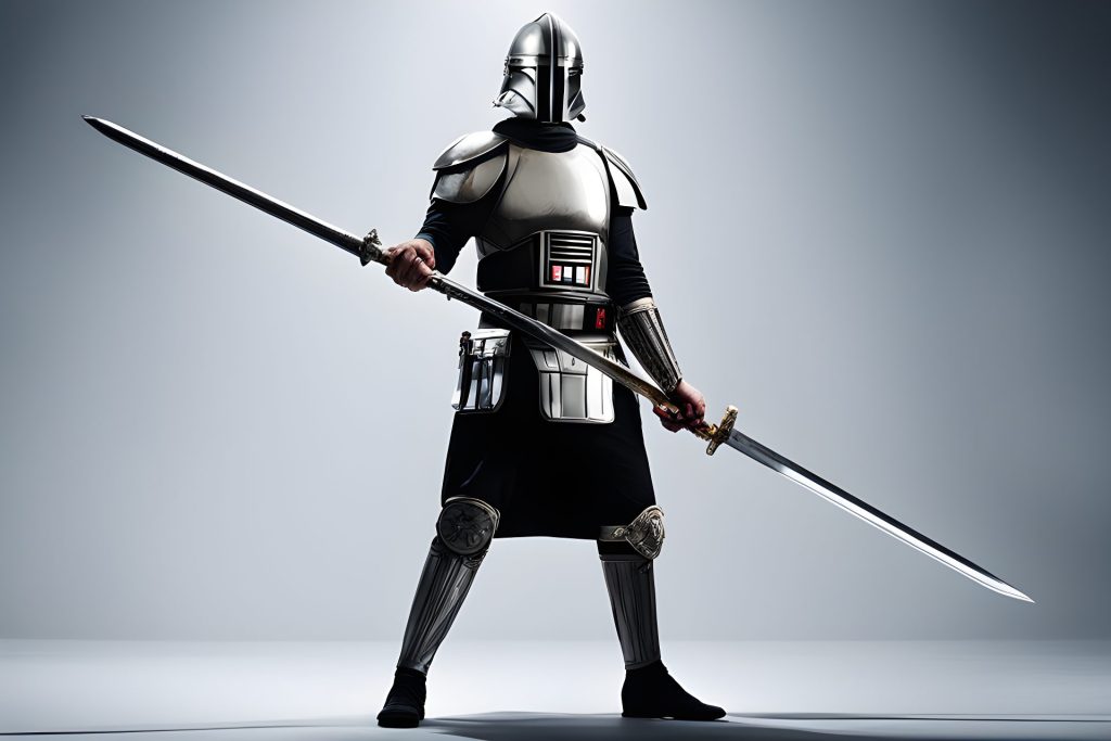A warrior with a sword like star wars character