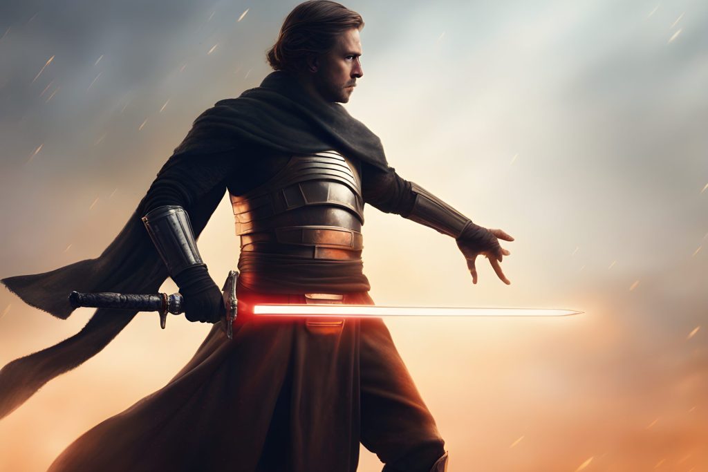 A warrior with a sword like star wars character